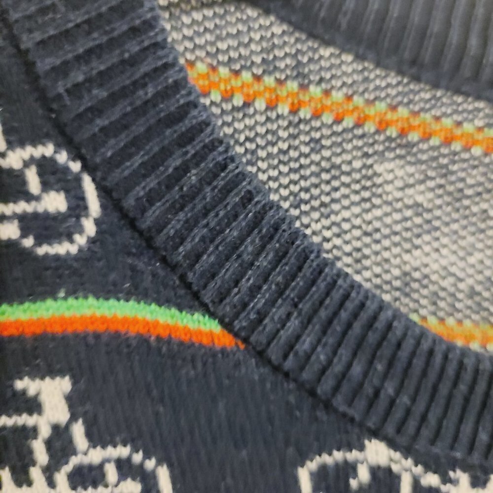 Forever 21 Men | Navy Bicycle Print & Striped Crewneck Sweater (Size Medium) - Picture 6 of 12